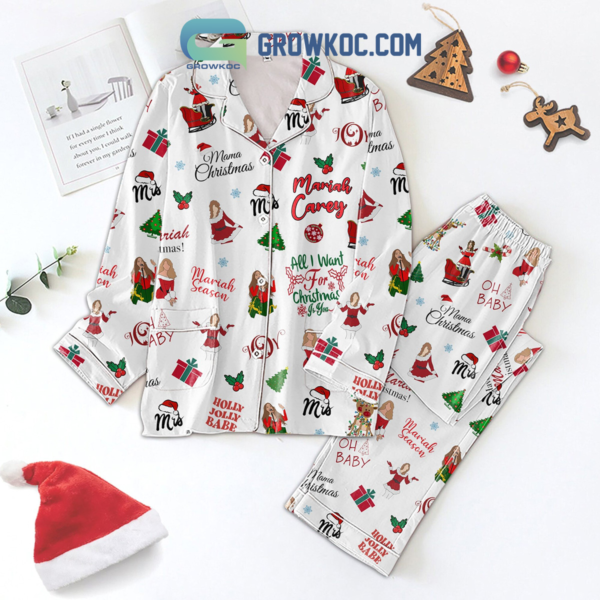 Mariah Carey Christmas Holiday Holly Jolly Babe Pajamas Set2B1 x0mMO