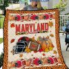 Maryland Terrapins NCAA Football Welcome Fall Pumpkin Halloween Fleece Blanket Quilt2B1 BlbxY