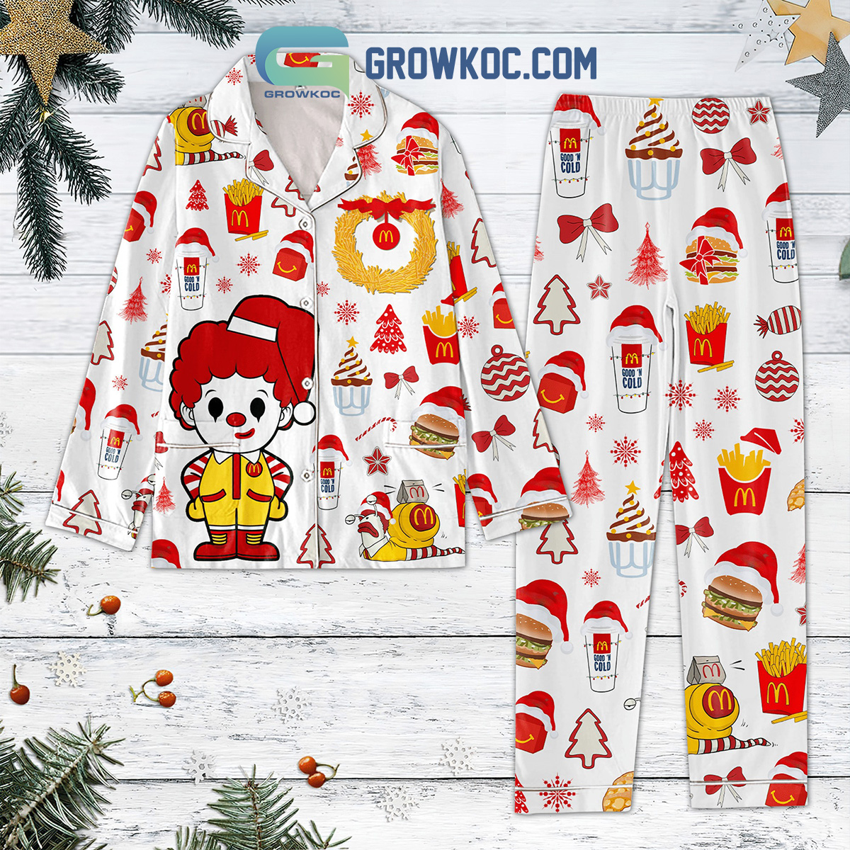 McDonalds Happy Christmas Holiday Pajamas Set2B1 u1zMU