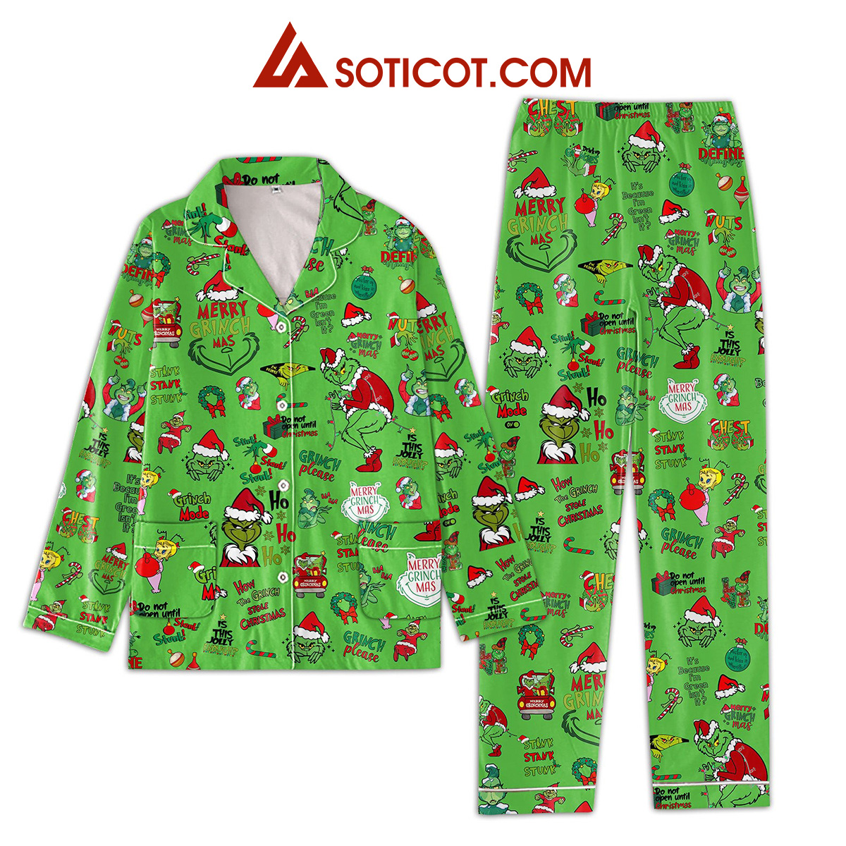 Merry Grinchmas How The Grinch Stole Christmas Pajamas Set2B1 gg82f