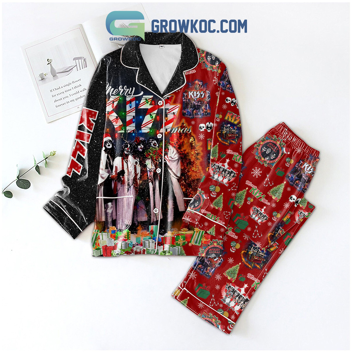 Merry Kissmas Happy Holiday Pajamas Set2B1 JSoH8