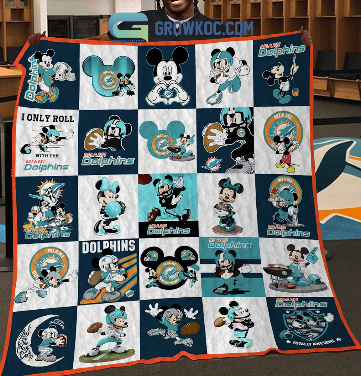 Miami Dolphins Mickey Mouse Fleece Blanket Quilt2B1 0ejbd