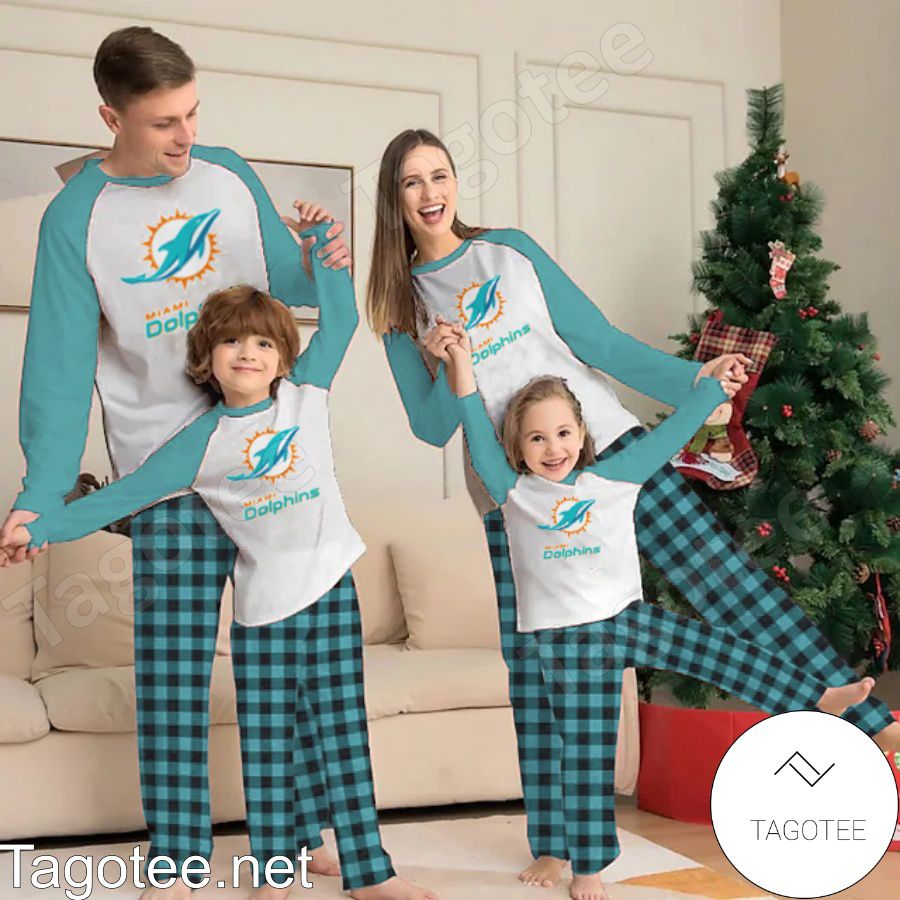 Miami Dolphins NFL Buffalo Plaid Pajamas Set