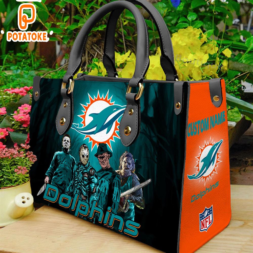 Miami Dolphins NFL Halloween Women Leather Hand Bag