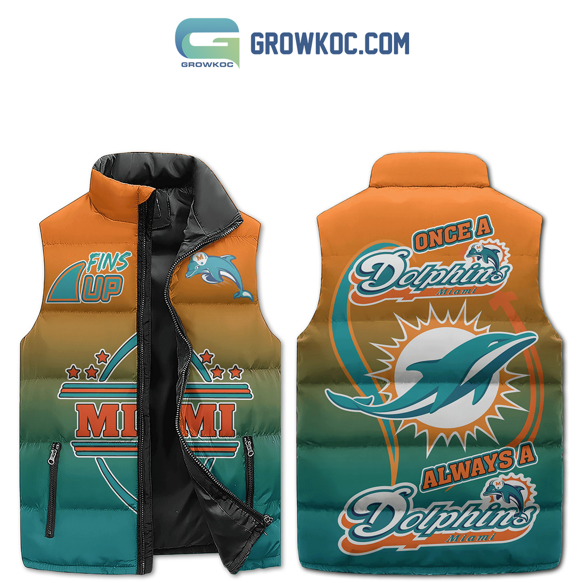 Miami Dolphins Once A Dolphins Always A Dolphins Sleeveless Puffer Jacket2B1 GIrfa