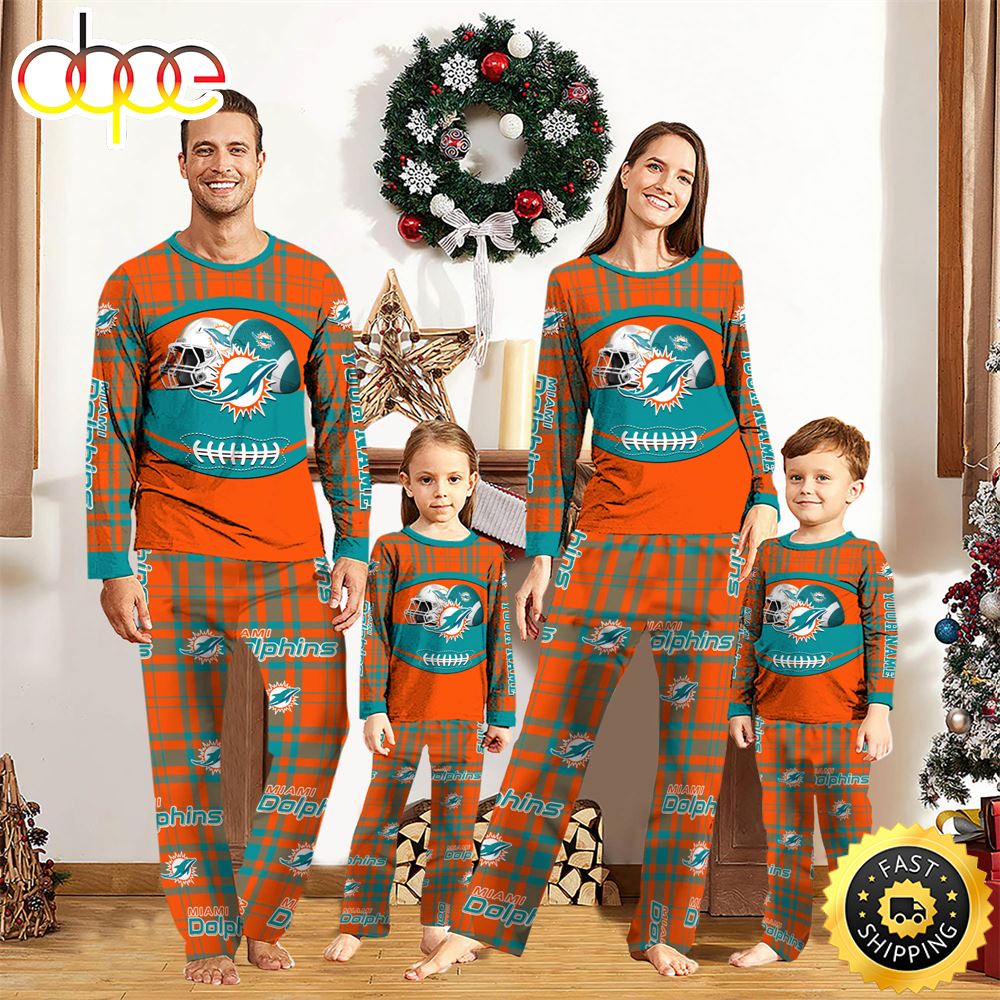 Miami Dolphins NFL Custom Your Name Football Team Pajamas vrmhrs