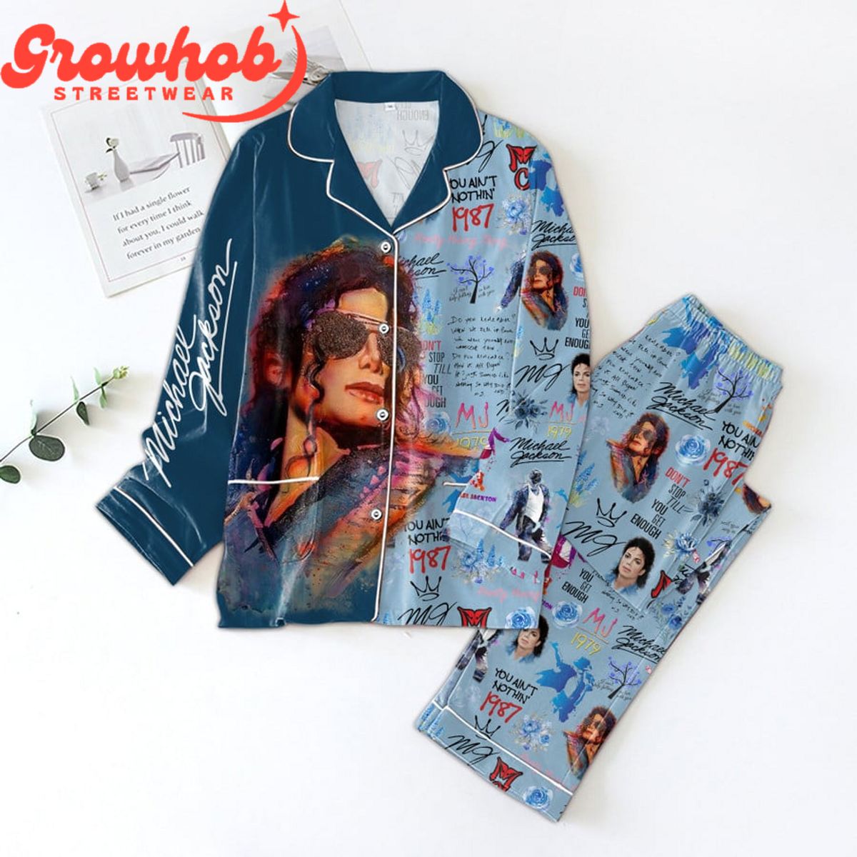 Michael Jackson Valentine Polyester Pajamas Set Blue Version 87c311 0