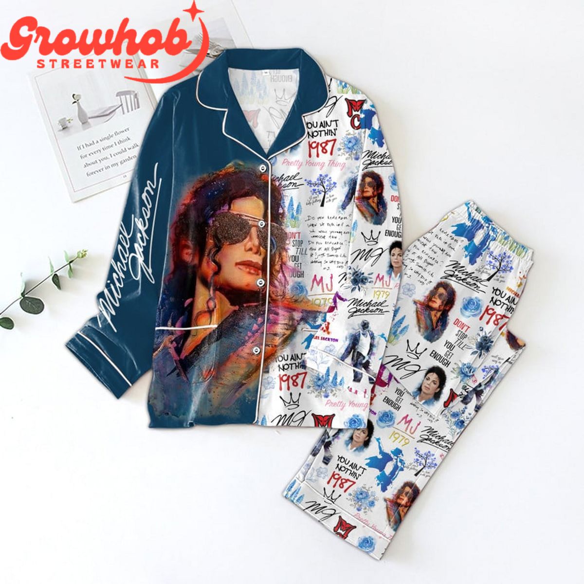 Michael Jackson Valentine White Design Polyester Pajamas Set adf1b8 0