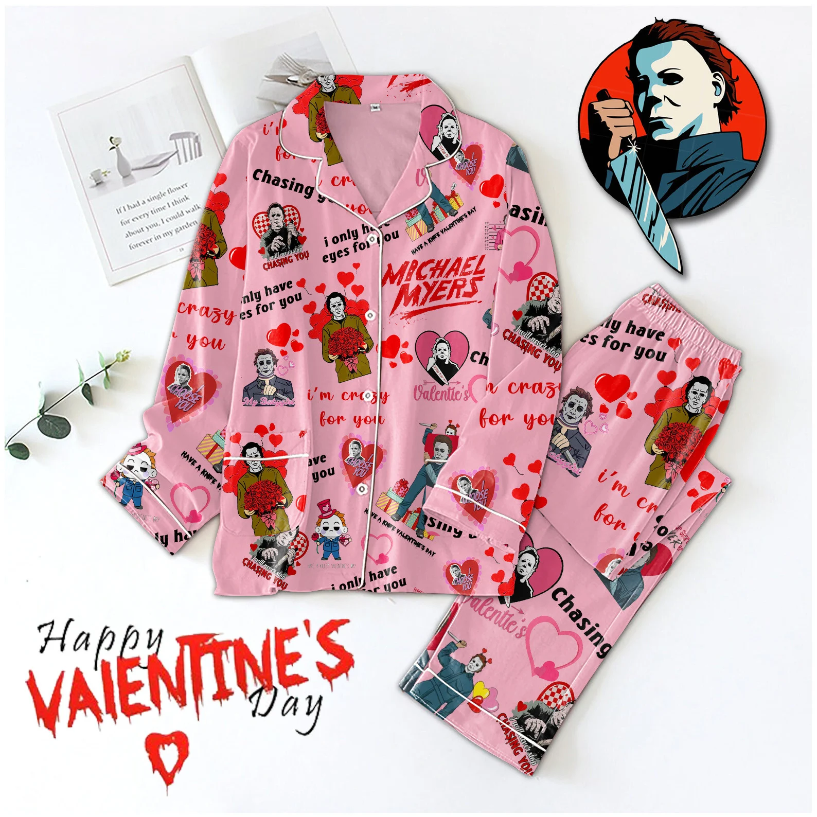 Michael Myers Valentine Pajamas Set2B1 HZDiO