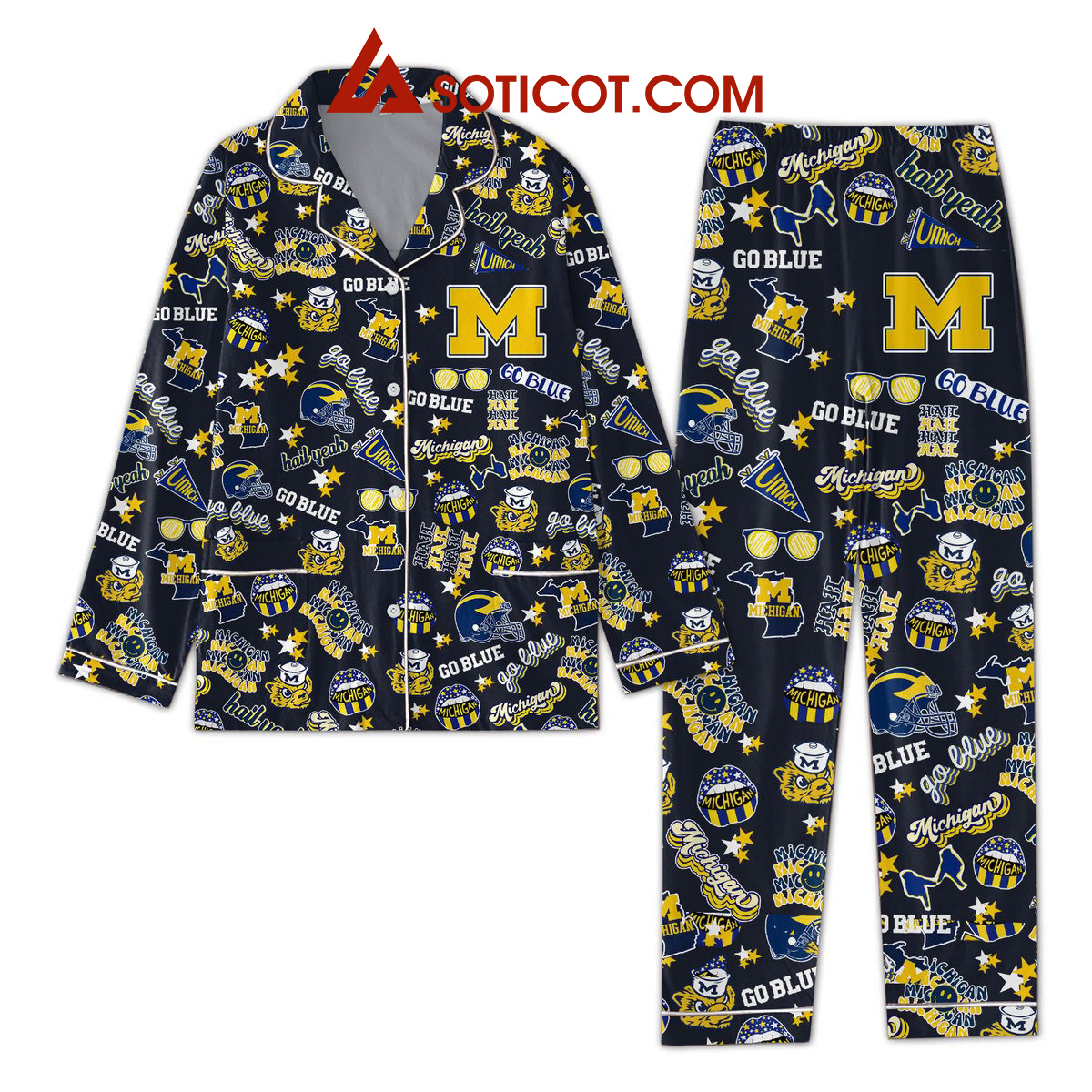 Michigan Wolverines Go Blue Hail Yeah Pajamas Set2B1 B9gOR