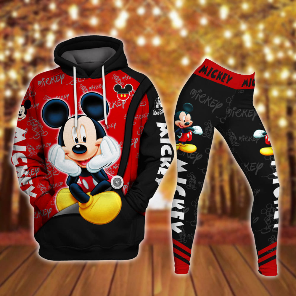 MickeyMousePatternHoodieAndLeggingsSet 1