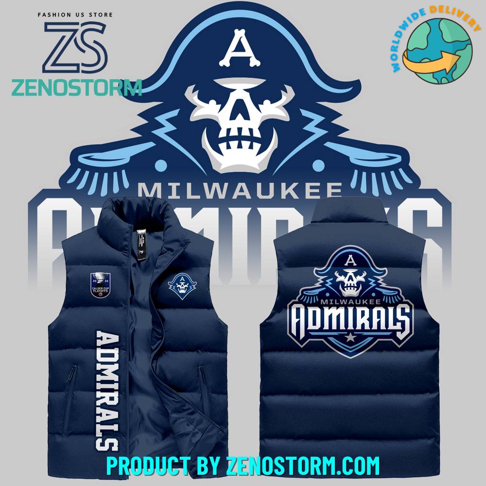 Milwaukee Admirals Hockey Blue Sleeveless Puffer Down Vest 1