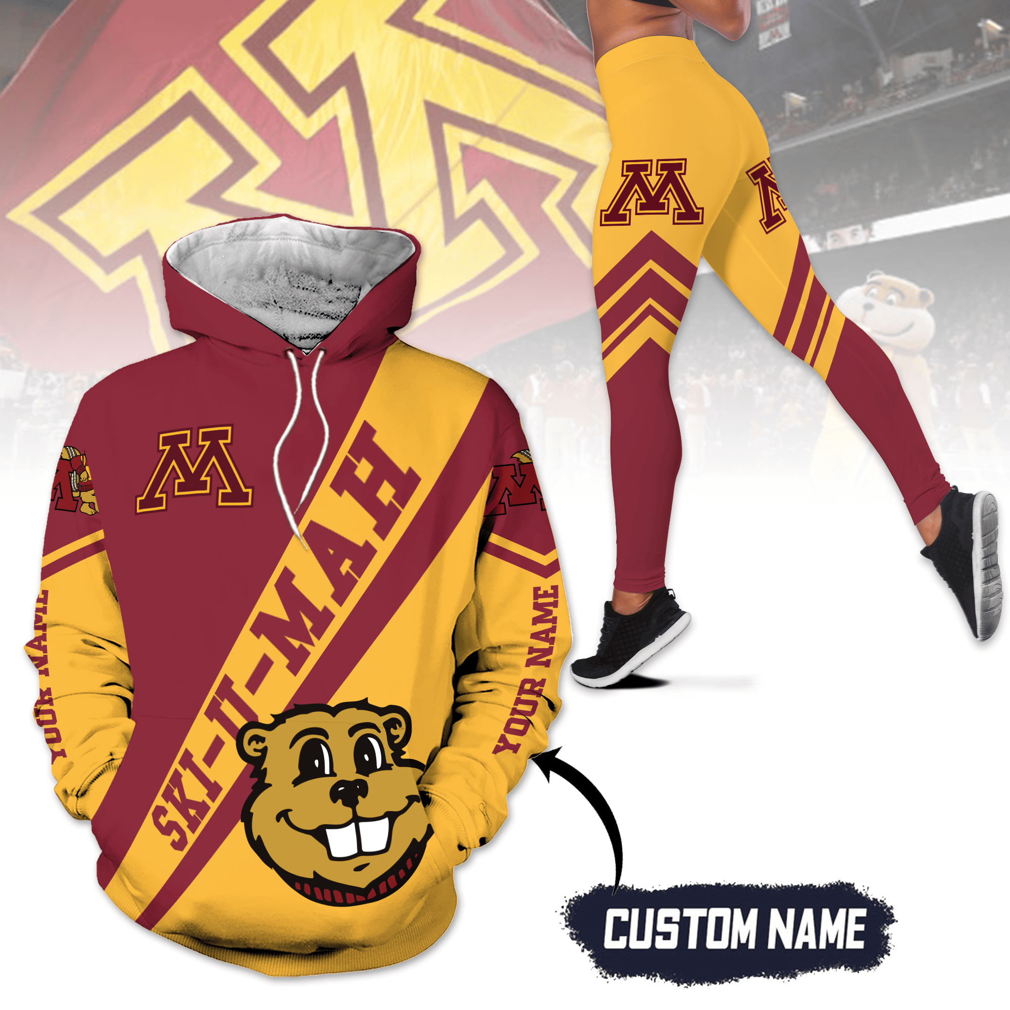 Minnesota Golden Gophers Customized Hoodie Leggings Set2B1 alfBa