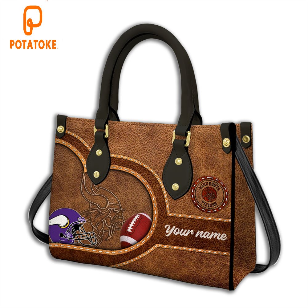 Minnesota Vikings Custom Name NFL Leather Bag