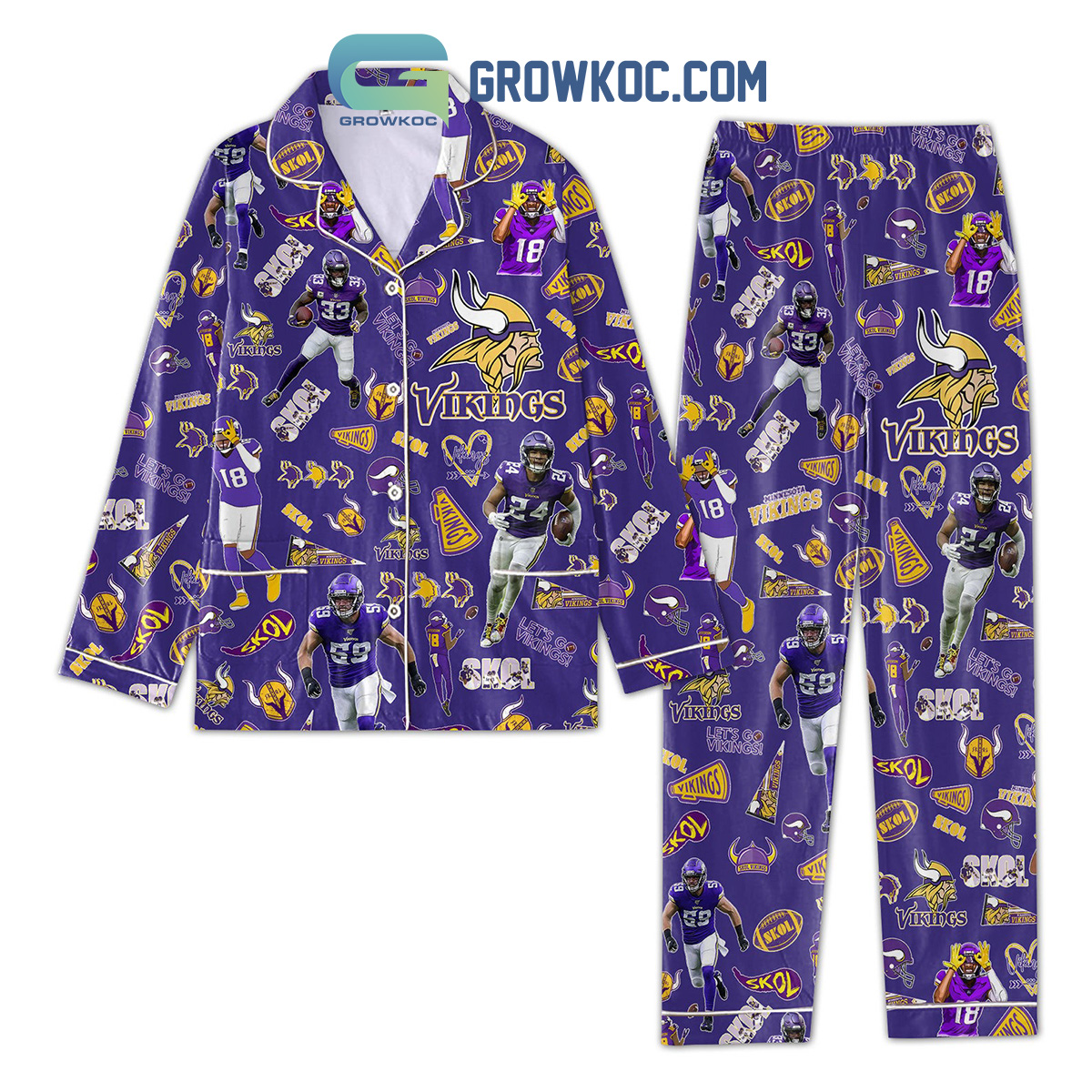 Minnesota Vikings Skol Lets Go Vikings Pajamas Set2B1 GqQEC