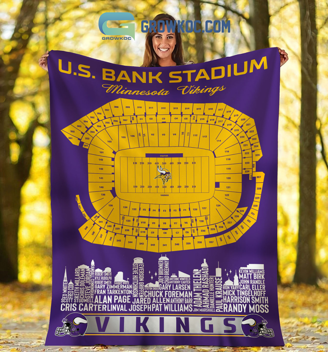 Minnesota Vikings U.S. Bank Stadium Fleece Blanket Quilt2B1 zhcld