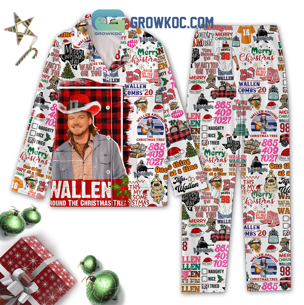 Morgan Wallen Merry Christmas Wasted On You Pajamas Set2B1 EdsyK