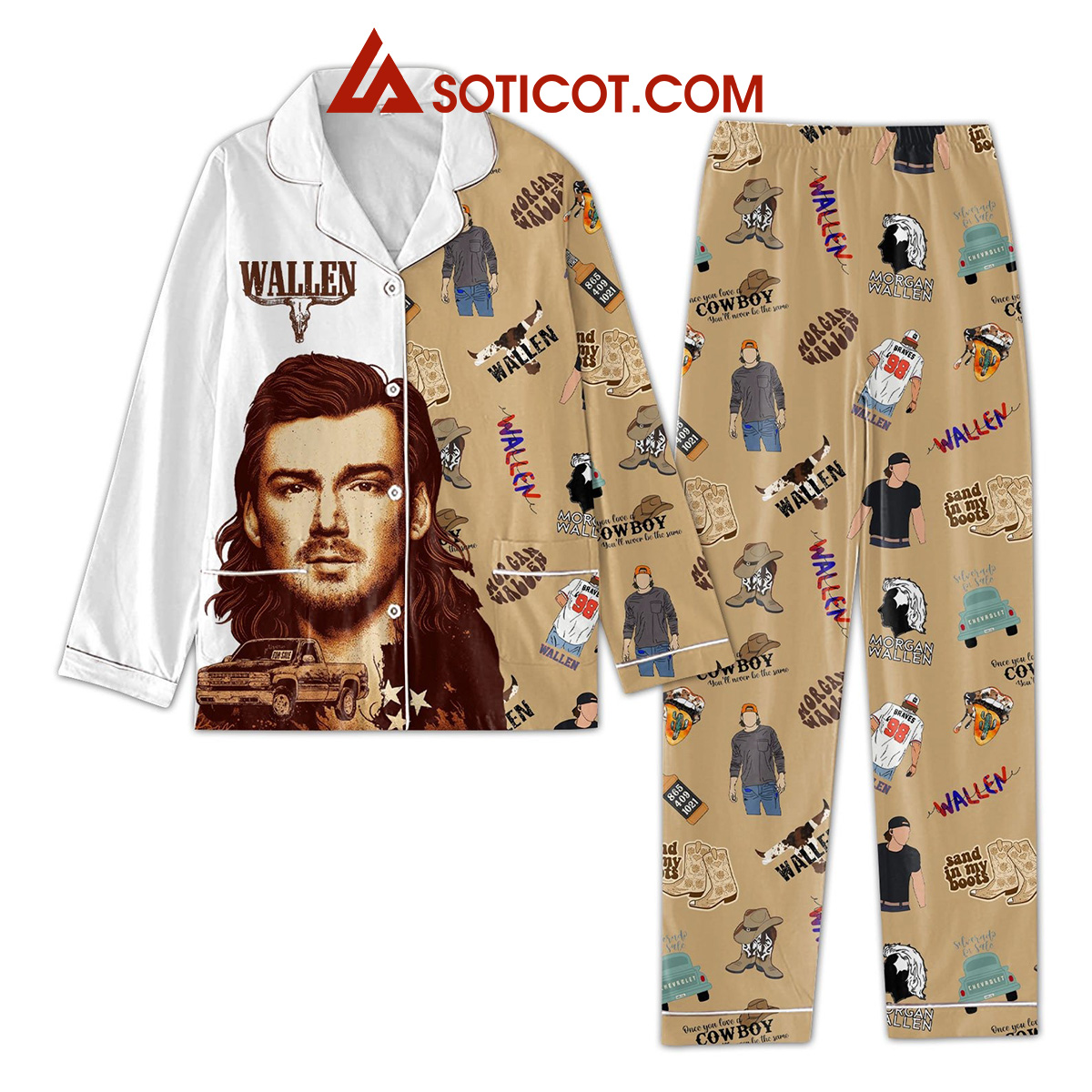 Morgan Wallen Once You Love A Cowboy Youll Never Be The Same Pajamas Set2B1 6g2RE