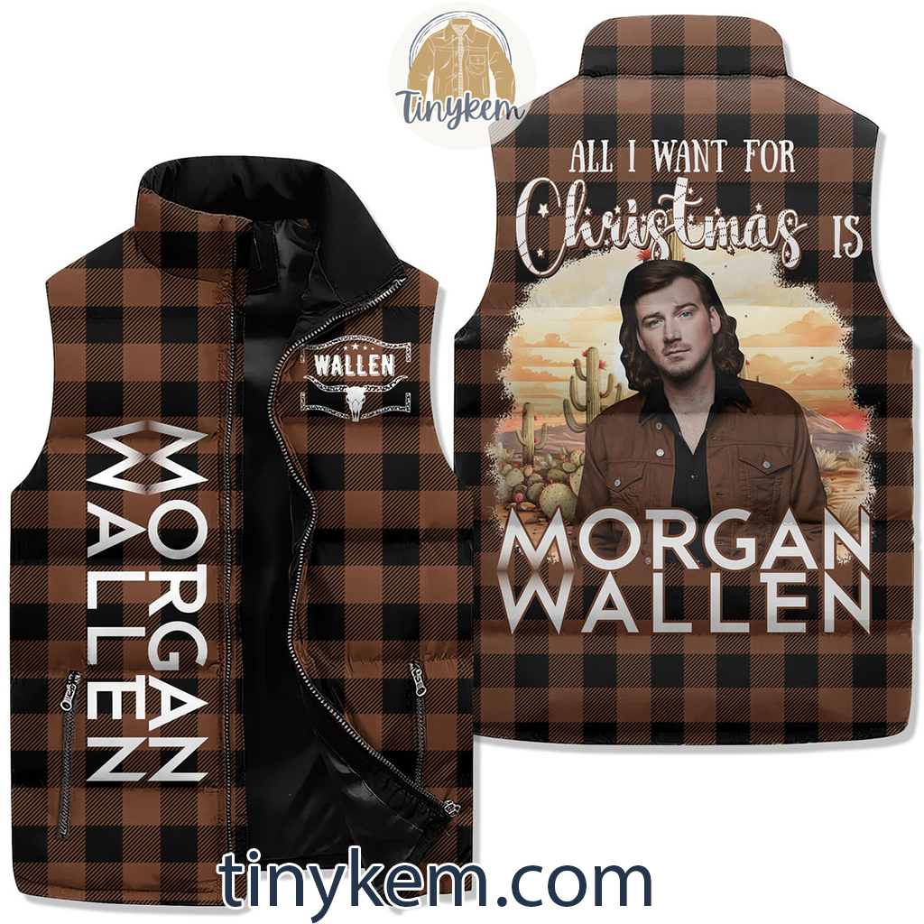 Morgan Wallen Puffer Sleeveless Jacket All I Want For Christmas Is2B1 LsYXP