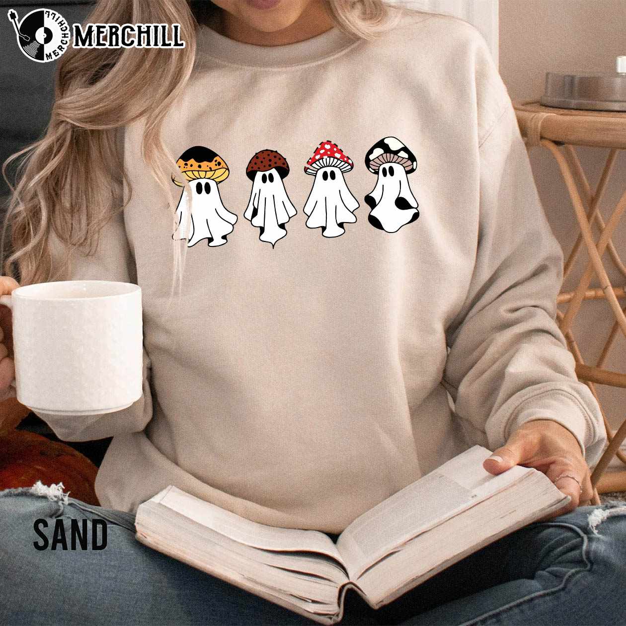 Mushroom Ghost Sweatshirt Cute Halloween Shirt 4