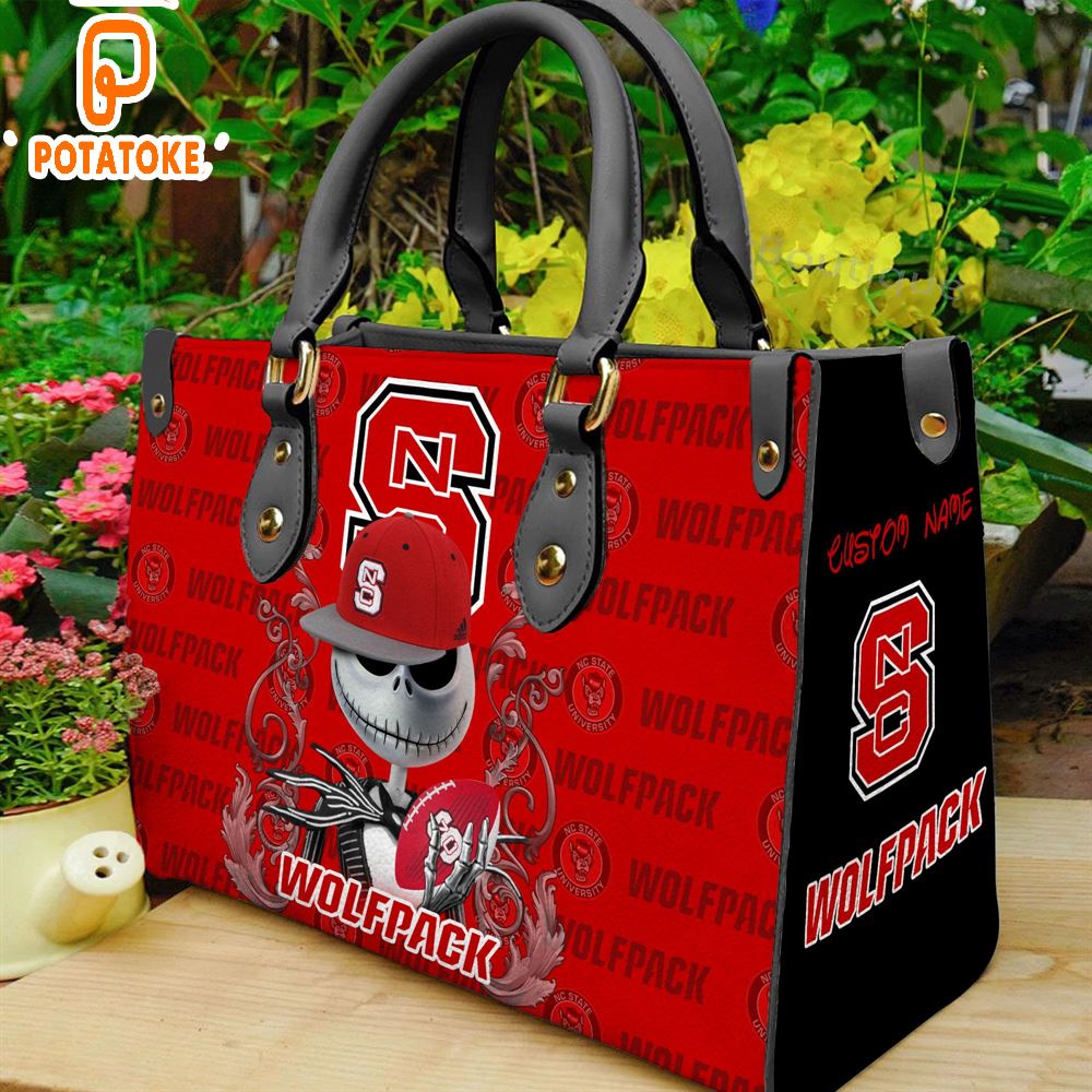 NC State Wolfpack NCAA Jack Skellington Women Leather Hand Bag