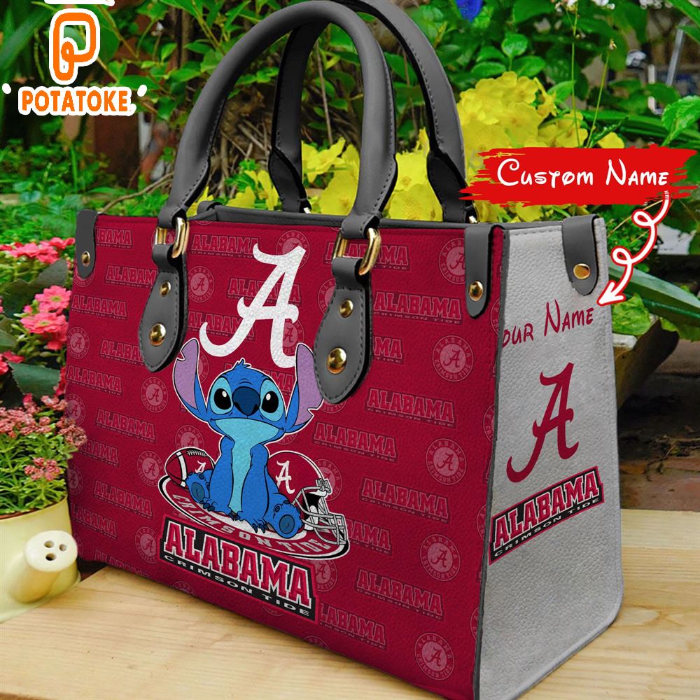 NCAA Alabama Crimson Tide Stitch Women Leather Hand Bag