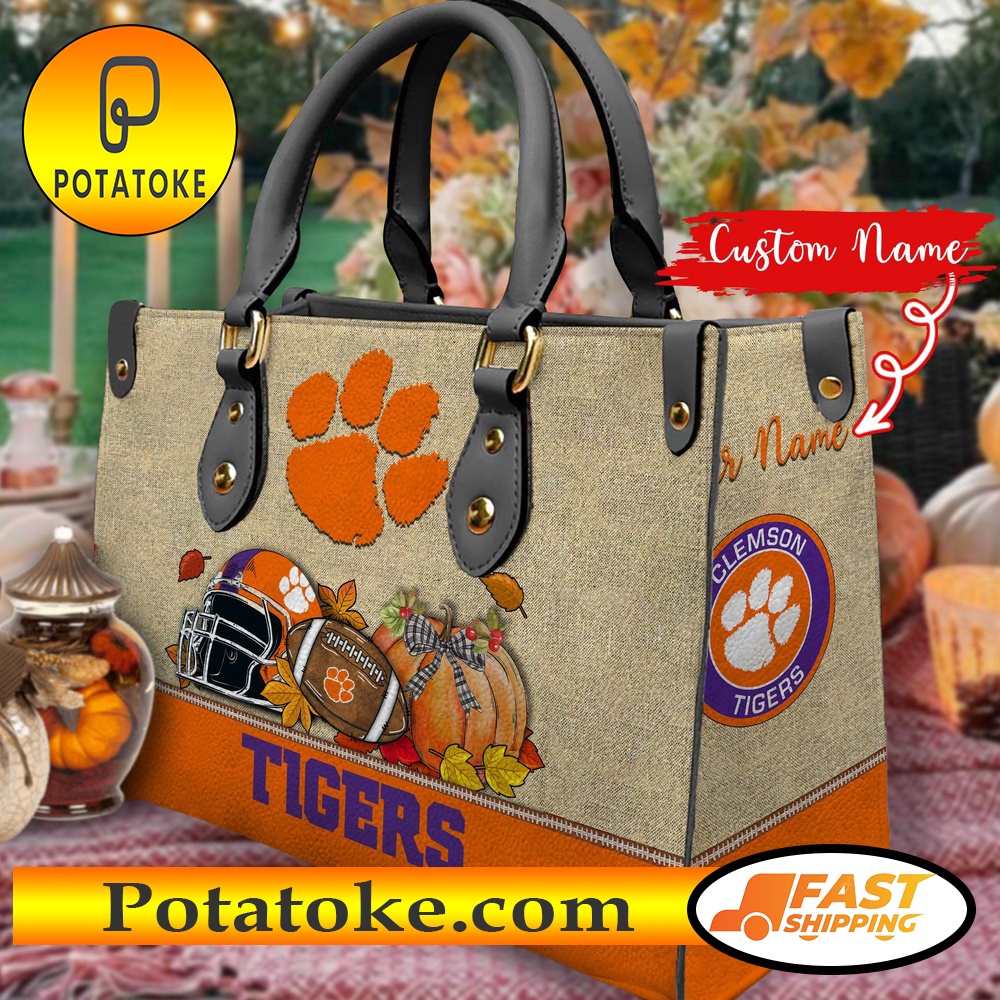 NCAA Clemson Tigers Autumn Women Leather Hand Bag