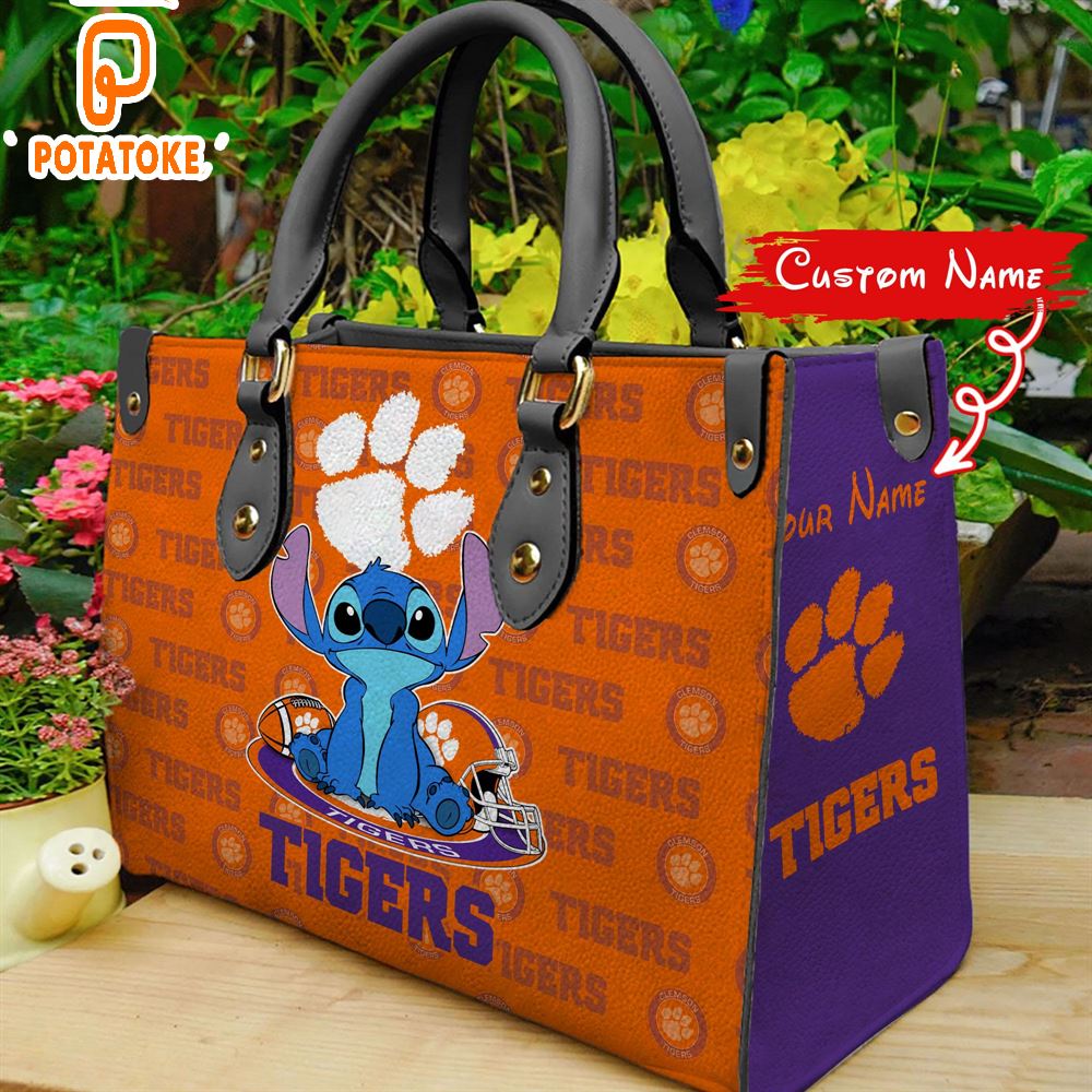 NCAA Clemson Tigers Stitch Women Leather Hand Bag