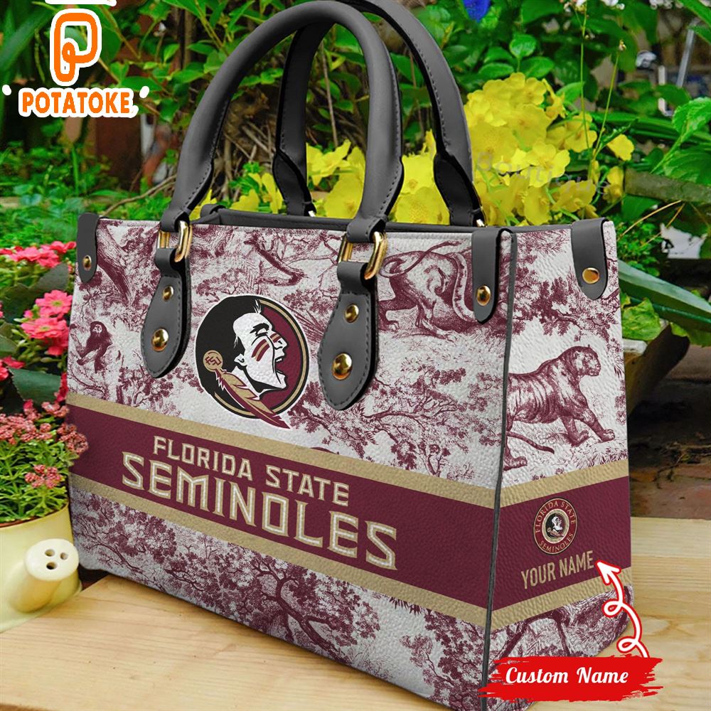 NCAA Florida State Seminoles Women Custom Name Leather Bag