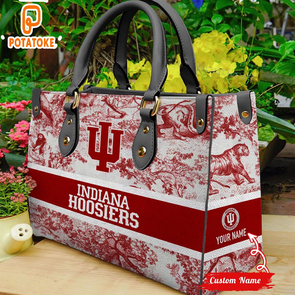 NCAA Indiana Hoosiers Women Custom Name Leather Bag