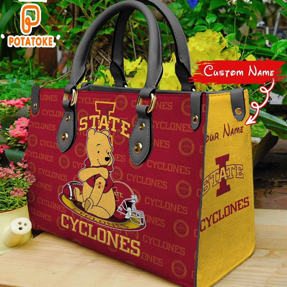 NCAA Iowa State Cyclones Pooh Bear Women Leather Hand Bag