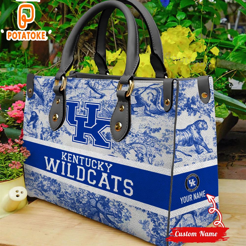 NCAA Kentucky Wildcats Women Custom Name Leather Bag