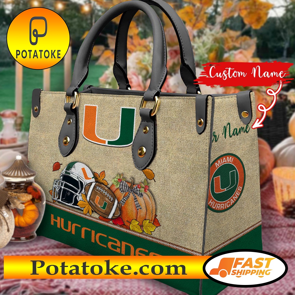 NCAA Miami Hurricanes Autumn Women Leather Hand Bag