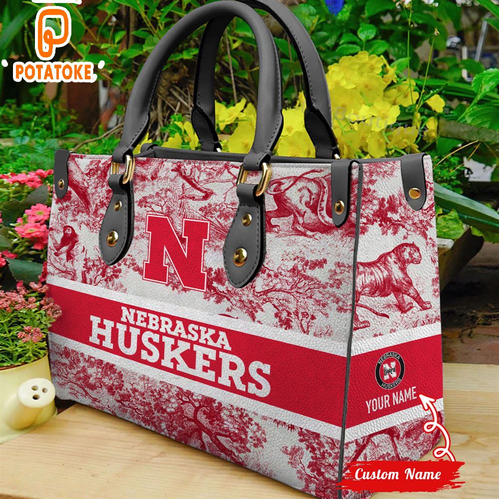 NCAA Nebraska Cornhuskers Women Custom Name Leather Bag