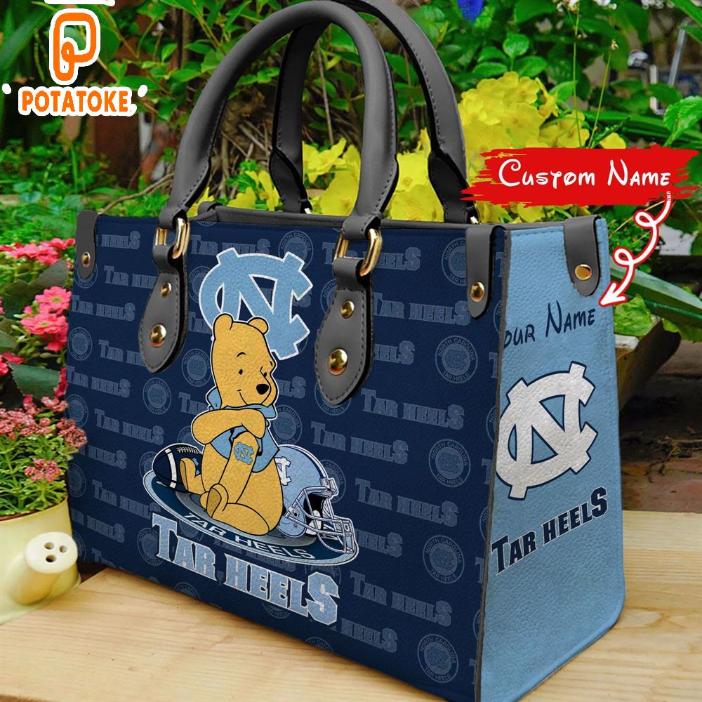 NCAA North Carolina Tar Heels Pooh Bear Women Leather Hand Bag