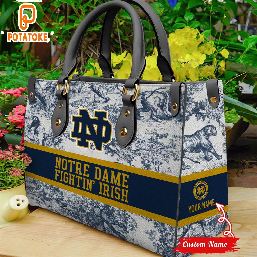 NCAA Notre Dame Fighting Irish Women Custom Name Leather Bag