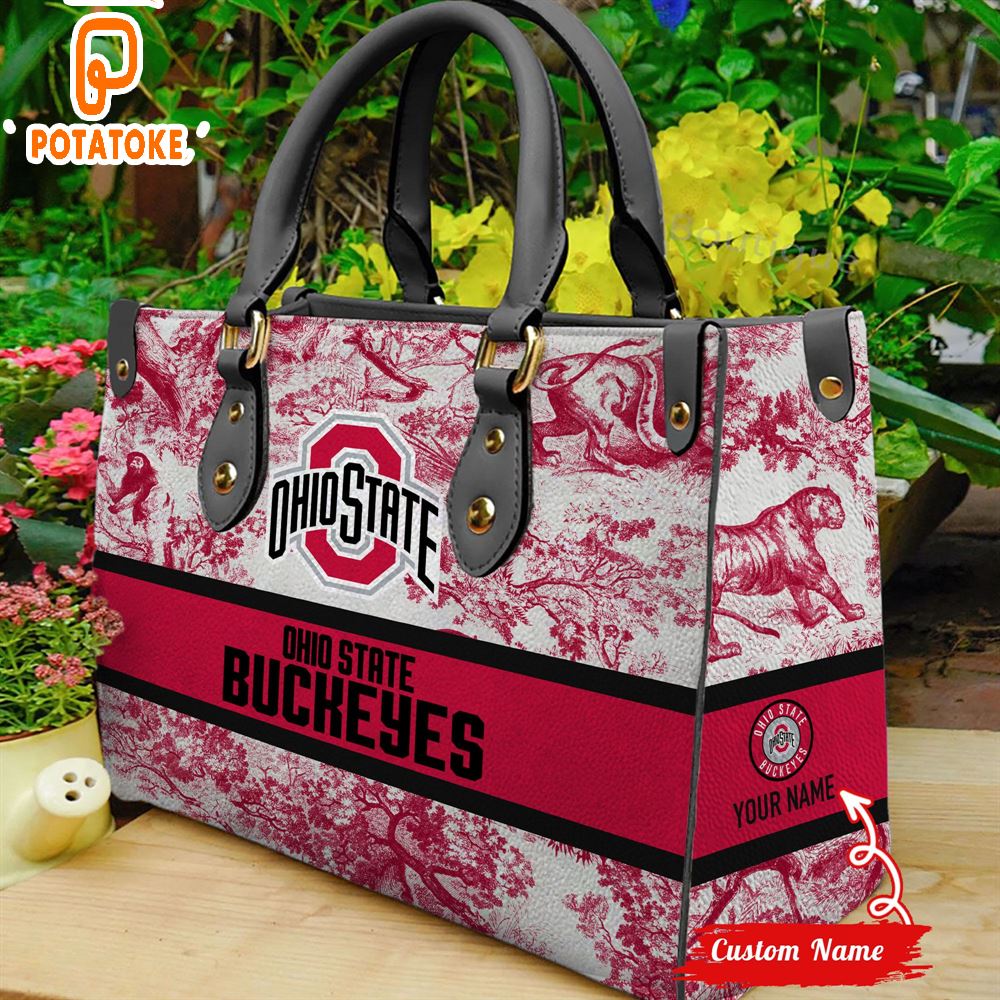 NCAA Ohio State Buckeyes Women Custom Name Leather Bag