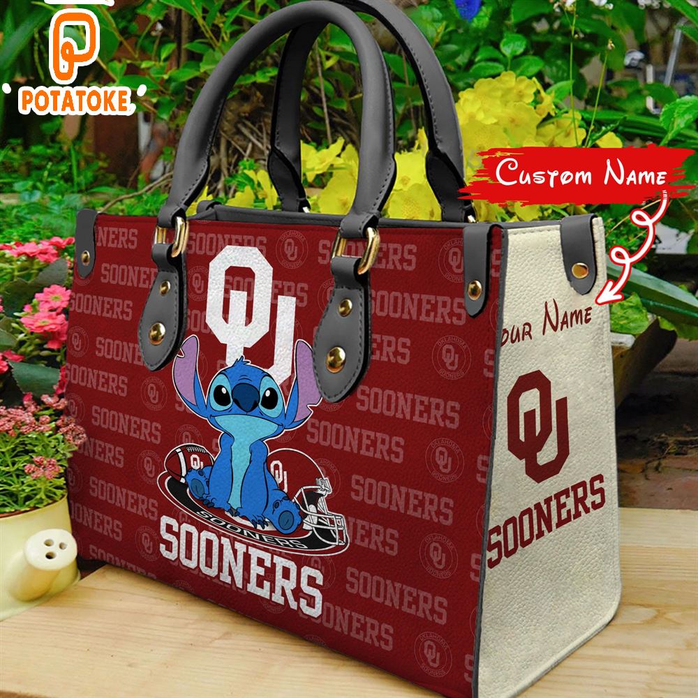 NCAA Oklahoma Sooners Stitch Women Leather Hand Bag