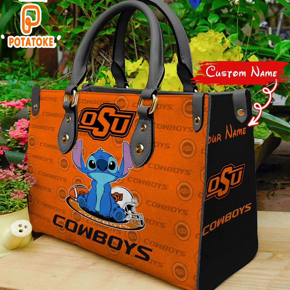 NCAA Oklahoma State Cowboys Stitch Women Leather Hand Bag