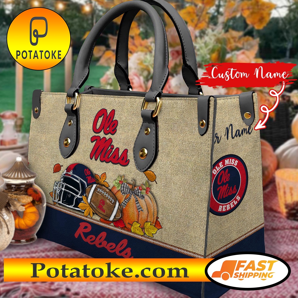 NCAA Ole Miss Rebels Autumn Women Leather Hand Bag