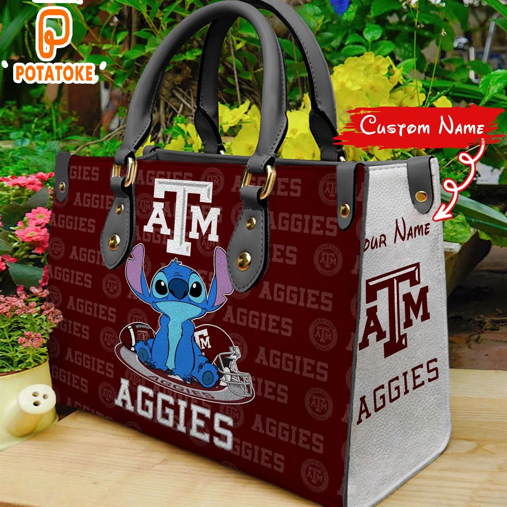 NCAA Texas A M Aggies Stitch Women Leather Hand Bag