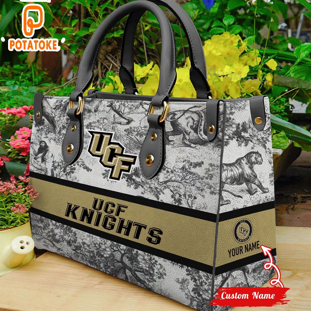 NCAA UCF Knights Women Custom Name Leather Bag