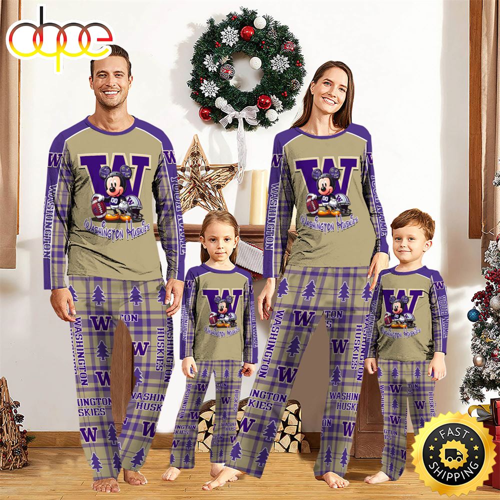 NCAA Mickey Mouse Washington Huskies Pajamas Personalized Your Name ckar9h