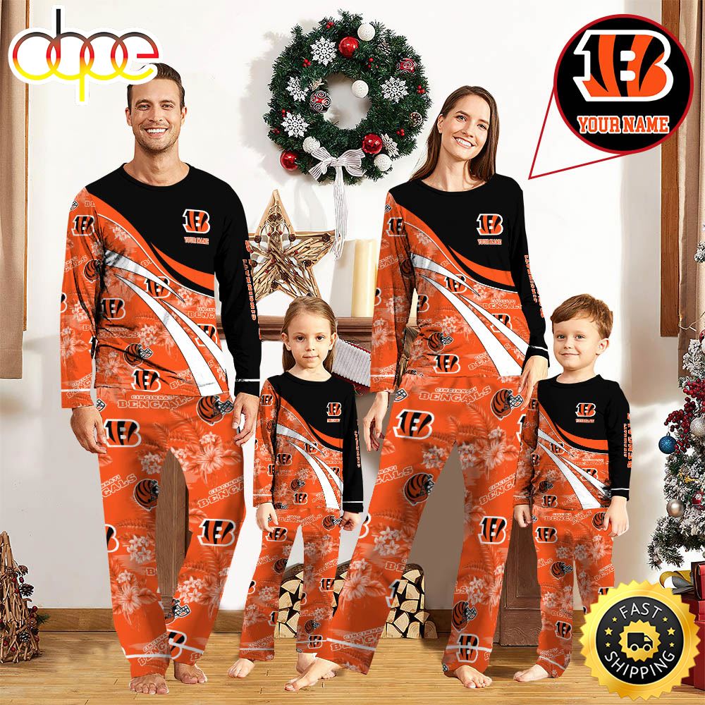 NFLCincinnati Bengals Pajamas Personalized Your Name Football Team Pajamas ettcxg