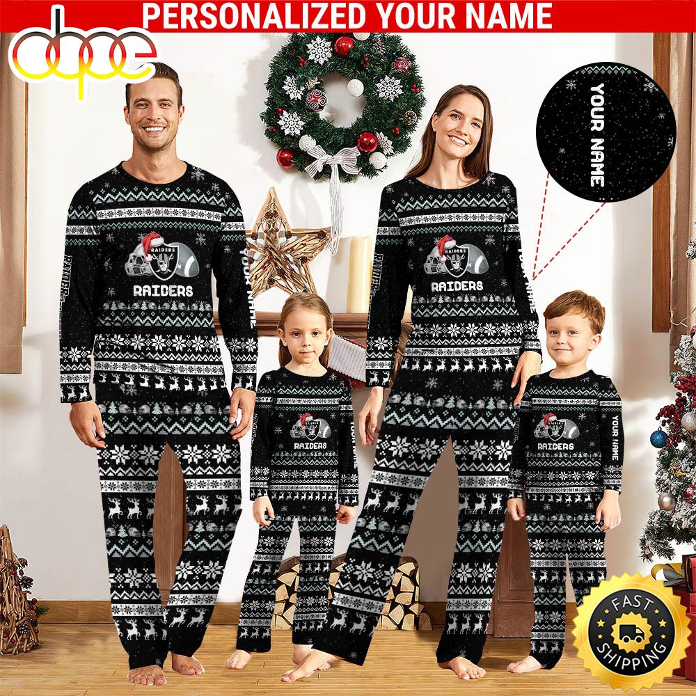 NFL Las Vegas Raiders Team Pajamas Personalized Your Name zw7pdf