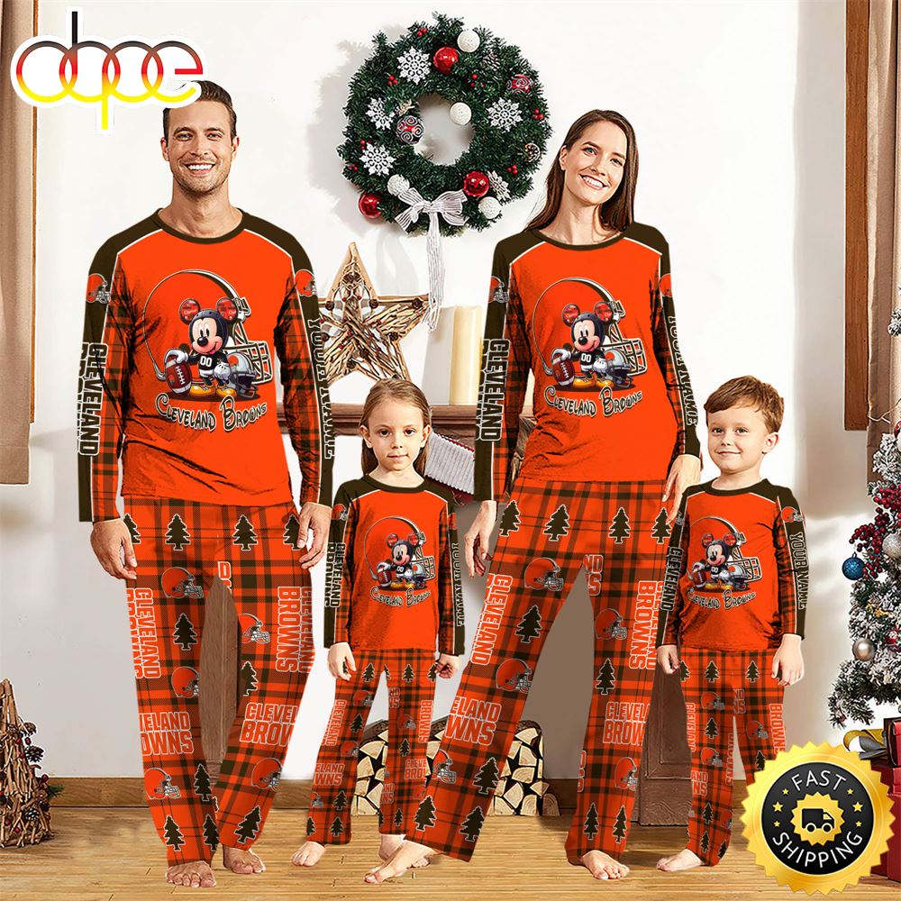 NFL Mickey Mouse Cleveland Browns Pajamas Personalized Your Name xbaygl