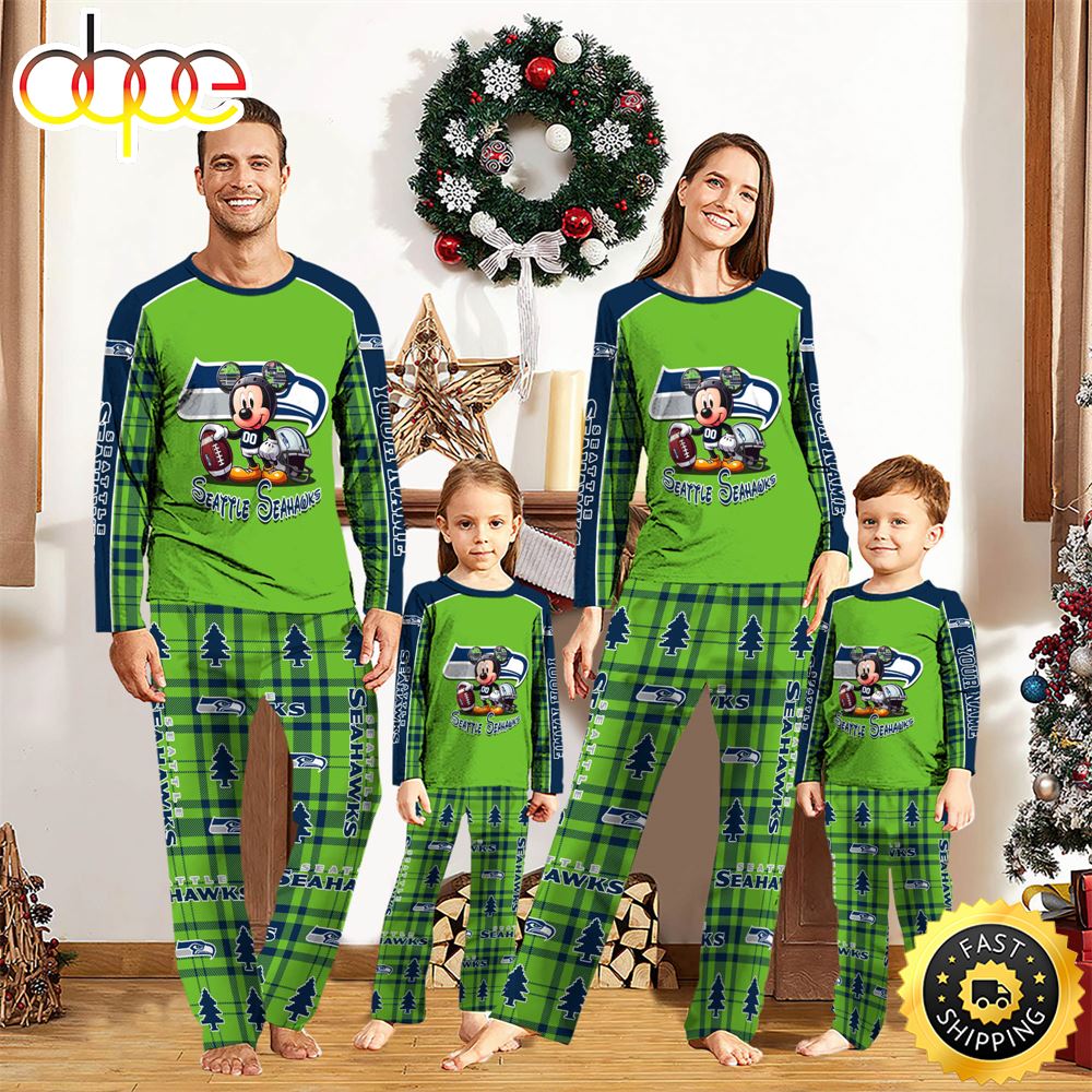 NFL Mickey Mouse Seattle Seahawks Pajamas Personalized Your Name o87kpg