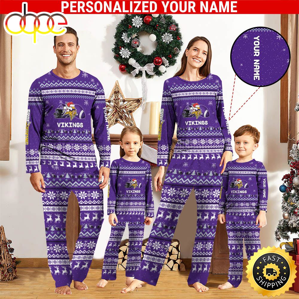 NFL Minnesota Vikings Team Pajamas Personalized Your Name wpzqbt