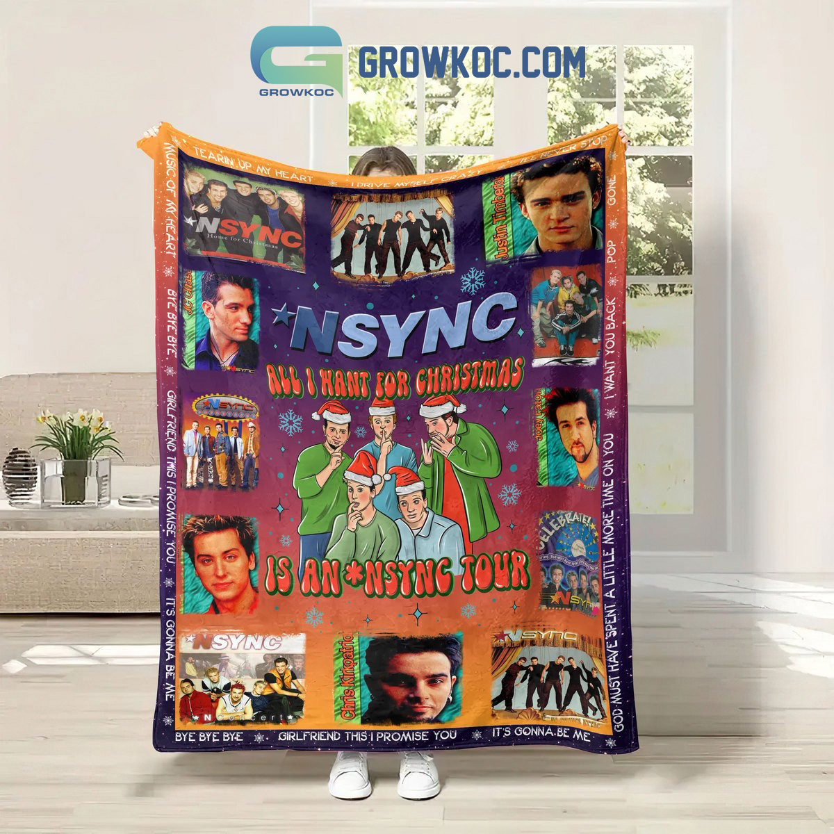 NSYNC All I Want For Christmas Is An NSYNC Tour Fleece Blanket Quilt2B1 ju1a9