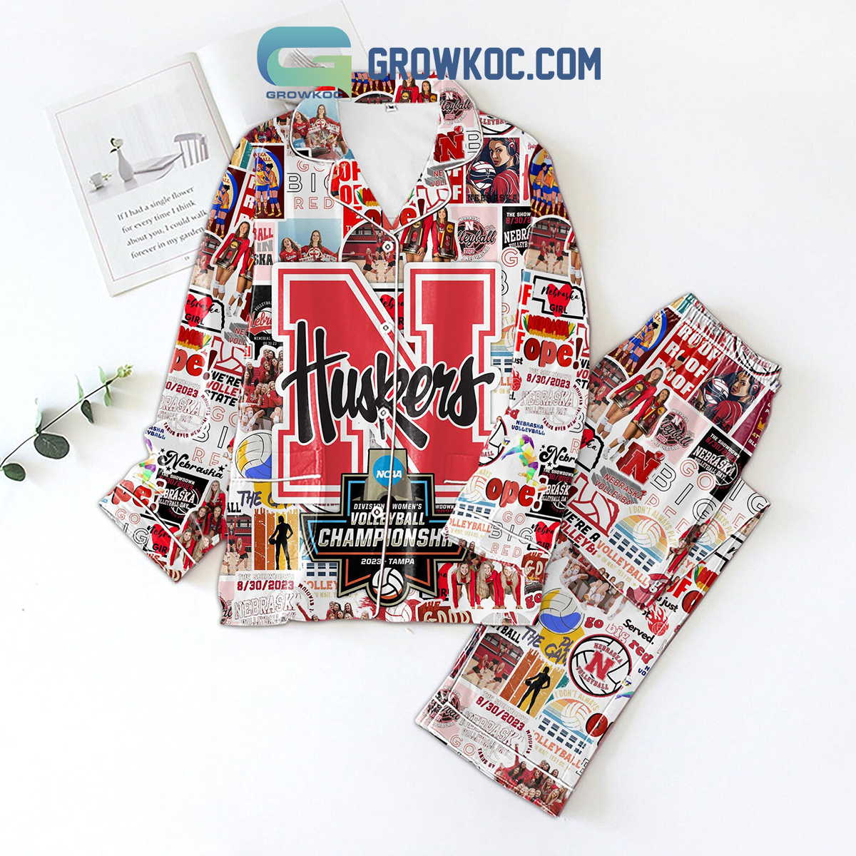 Nebraska Cornhuskers Volleyball Championship Polyester Pajamas Set2B1 qanka